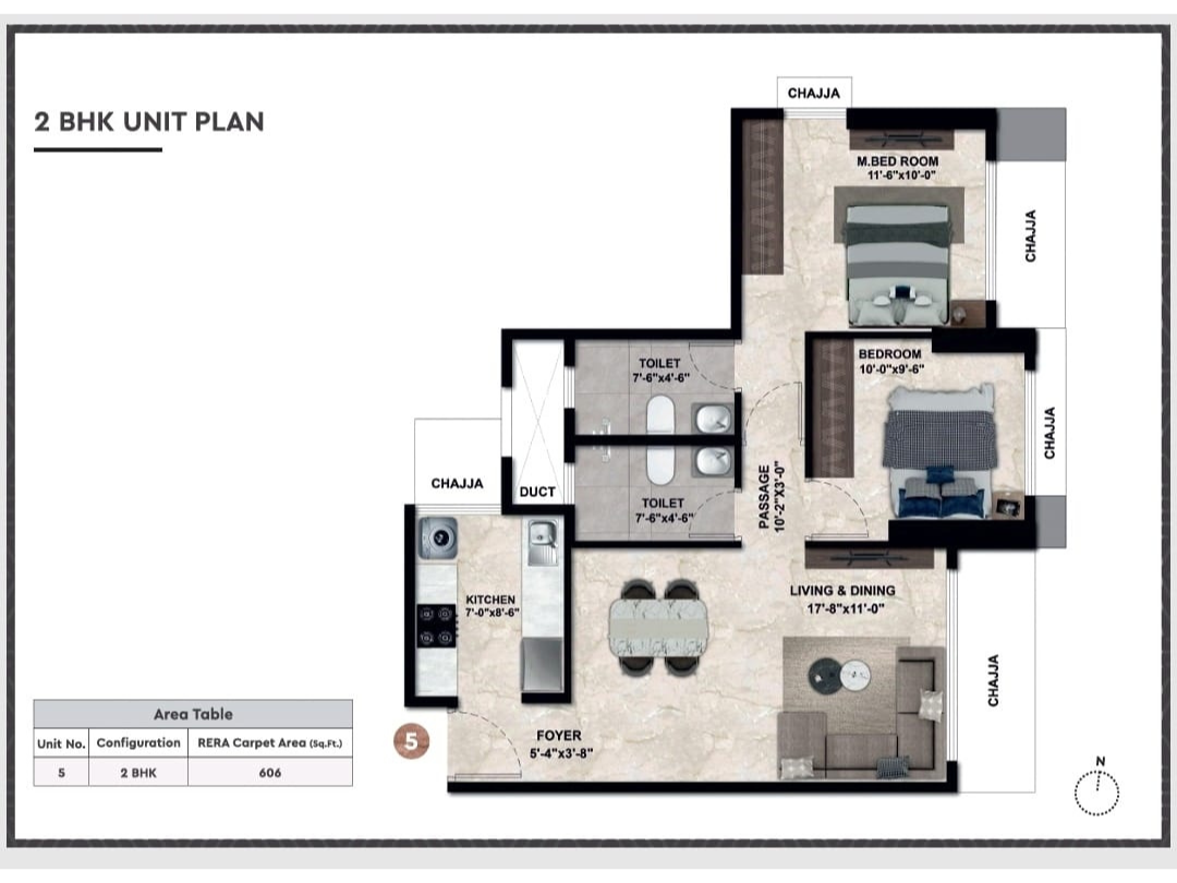 Inspira Aura 2bhk floor plan